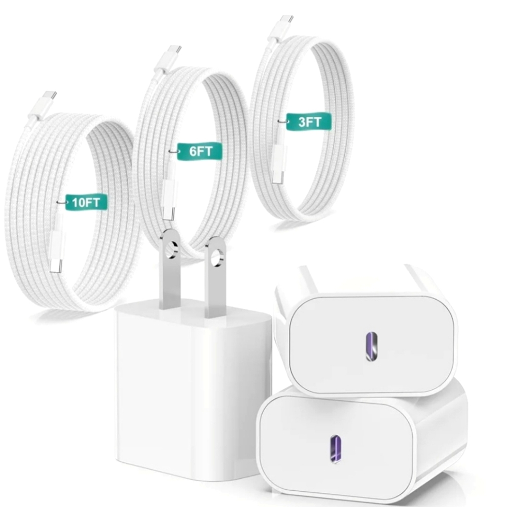 iPhone 16 15 Charger Fast Charging 20W USB C Wall Charger Block with 3 Pack